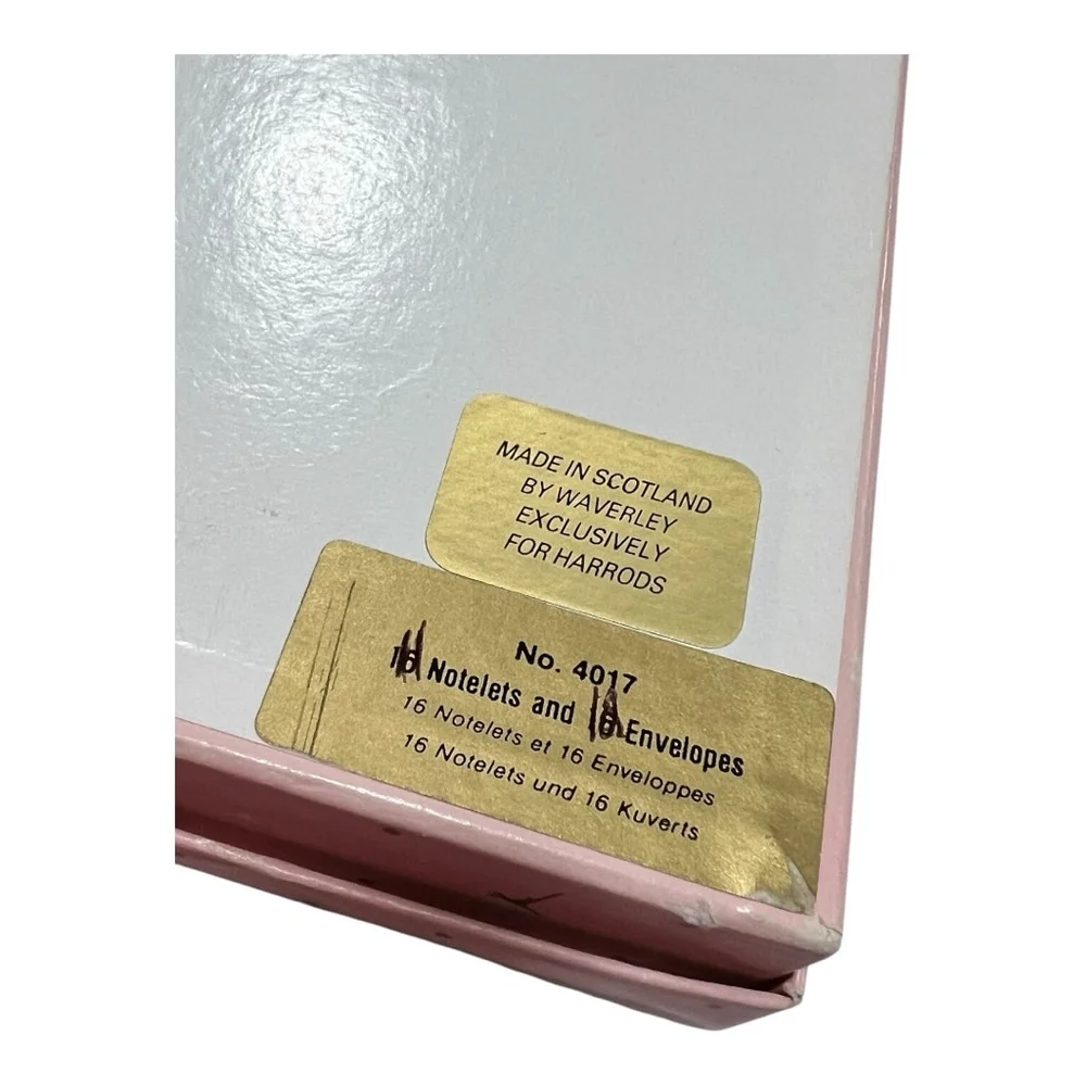 Vintage Harrods Waverley Stationery Box Set Pink Tassel Cards & Envelopes #4017